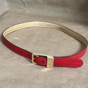 VTG 1980’s Anne Klein for Calderon Red Leather 3/4” Belt. Size S